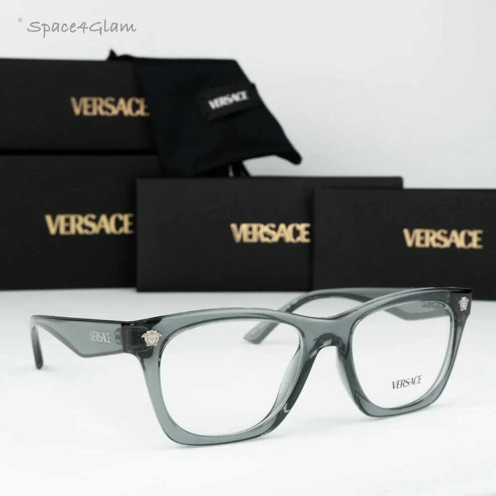 BRAND NEW Versace VE3363U 5496 Grey Demo Square Unisex Eyeglasses VE 3363U